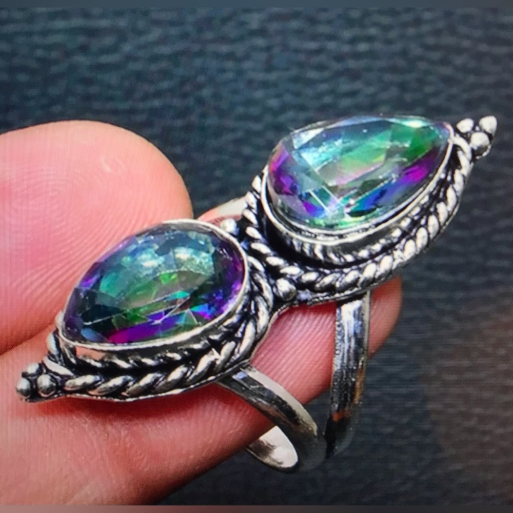 Mystic Topaz Stamped 925 Sterling Silver Ring